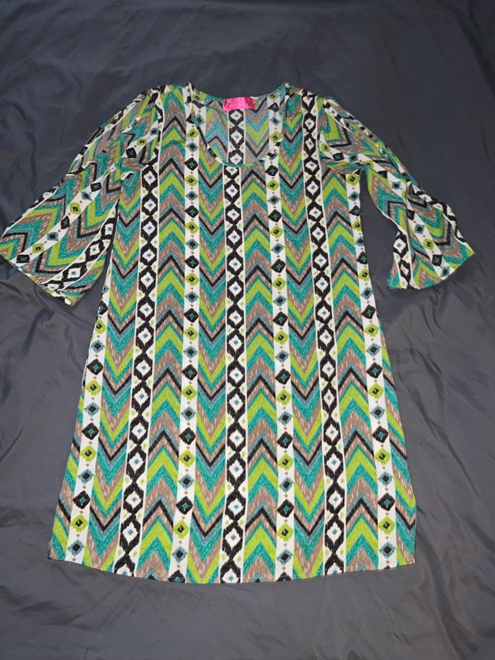 Women’s Patterned Tunic Top in Green Multi - Unknown Brand